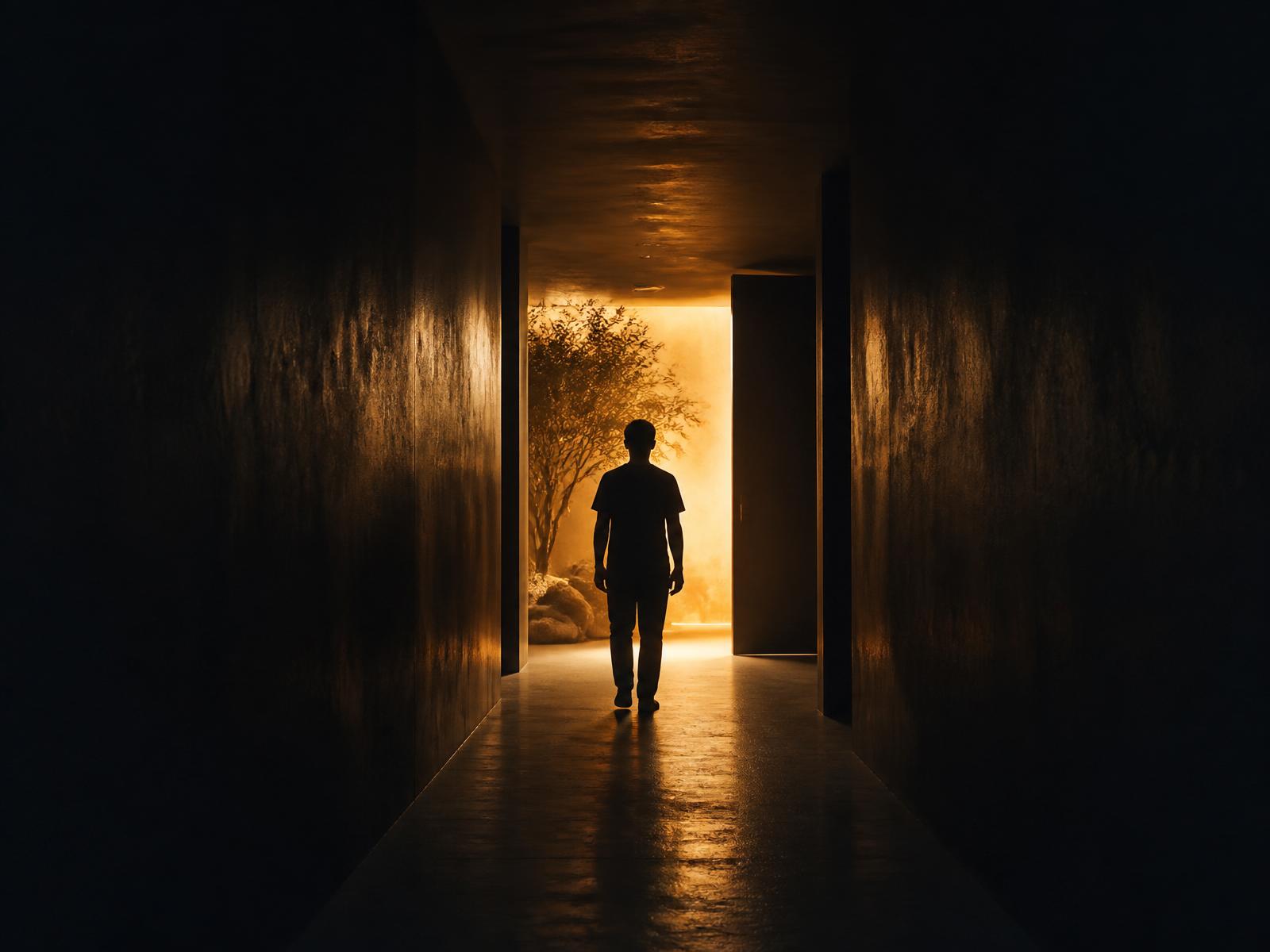 Warm amber light through a doorway — the threshold of regulation
